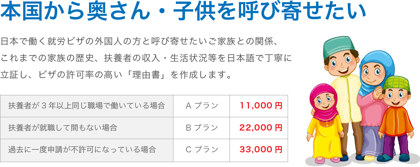 本国から奥さん・子供を呼び寄せたい